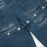Men Jeans Detachable Trousers Workwear with Pocket Stitching Buttons