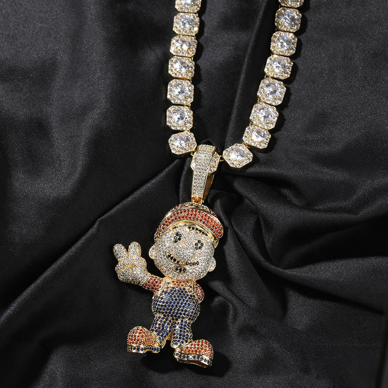 Jewelry Trendy Brand Anime Cartoon Pendant Hip Hop Full Diamond Spectrum Animal