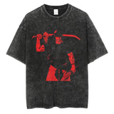 Men Vintage T-shirt Harajuku Anime Graphic Print T-Shirt