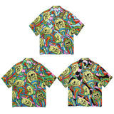GUILTYPARTIES TIGER 24ss sci-fi graffiti, rayon casual, Hawaiian short-sleeved shirt