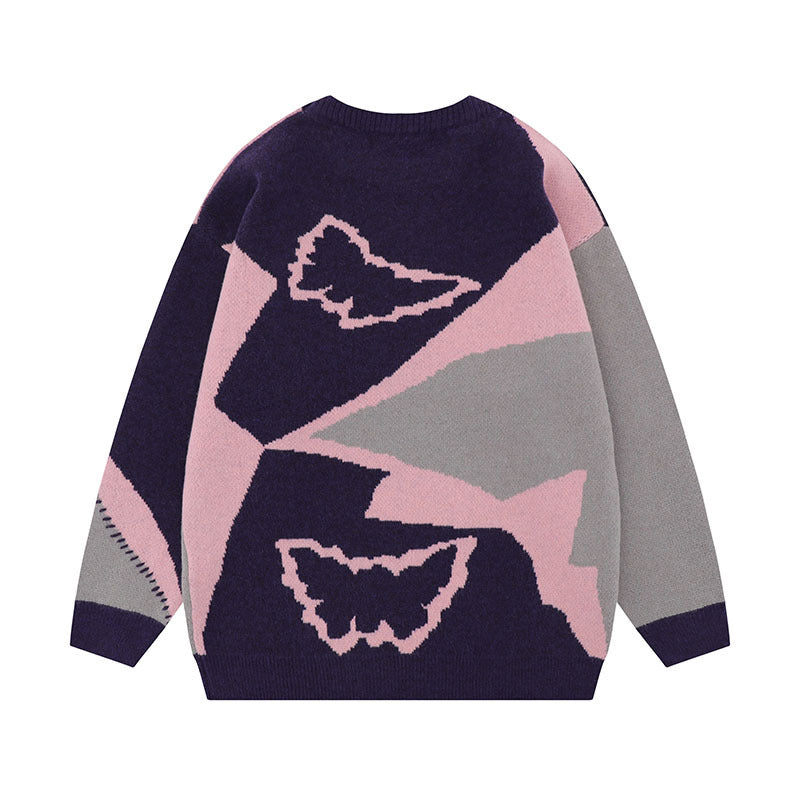 Women Sweater Sweet Cool Contrast Color Knitted Top Vibe Lazy