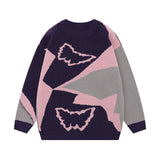 Women Sweater Sweet Cool Contrast Color Knitted Top Vibe Lazy