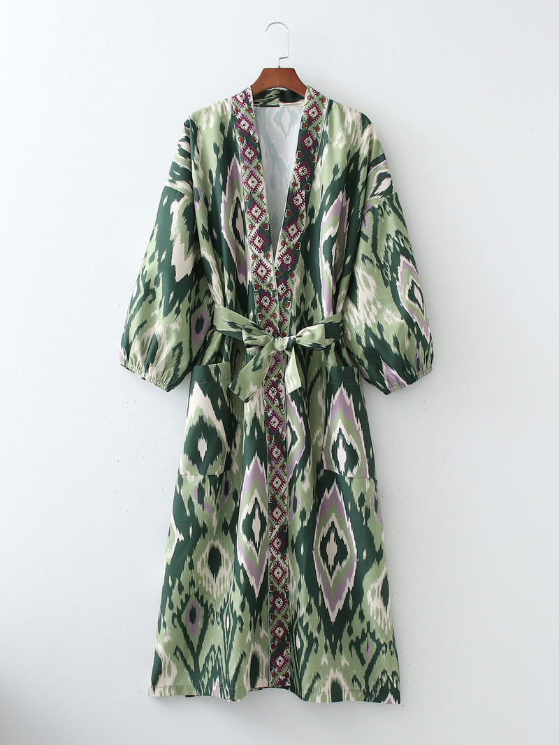 Women Trench Coat Cardigan Dress