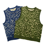 Kapital T Shirt Pingtian Hehong Vintage Sweater Outer Knitted Vest Tang Pattern Sleeveless