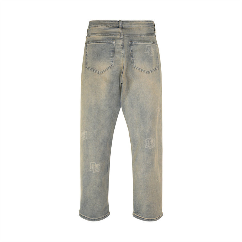 Men Jeans Worn Retro Casual Loose All-Matching