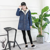 Women Cotton Coat Winter Lamb Wool Denim Coat Loose and Warm