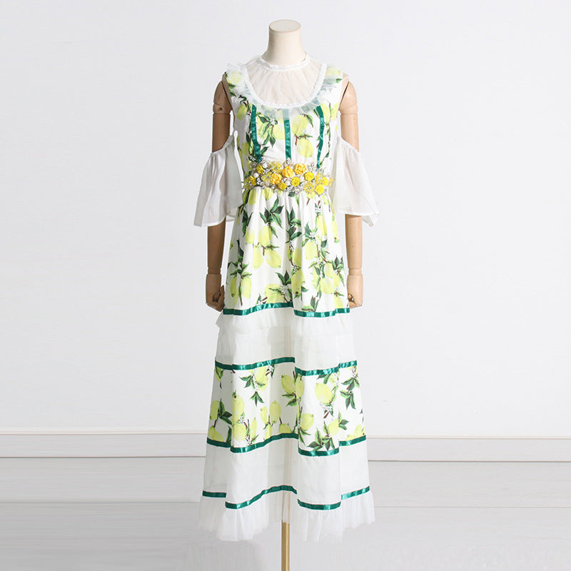 Bohemian Dress off-Shoulder Three-Dimensional Flower Dress