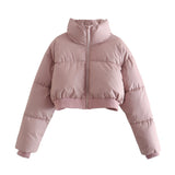 Women Cotton Coat Fashion Stand Collar Thickened Cotton Jacket