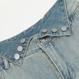 Men Jeans Hole Metal Fastener Decoration Loose All-Match