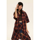 Unisex Shirt Loose Plaid Shirt Coat