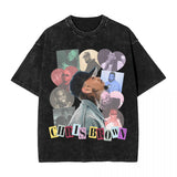Rapper Chris Brown Big Face T Shirt Hip Hop Washed Short