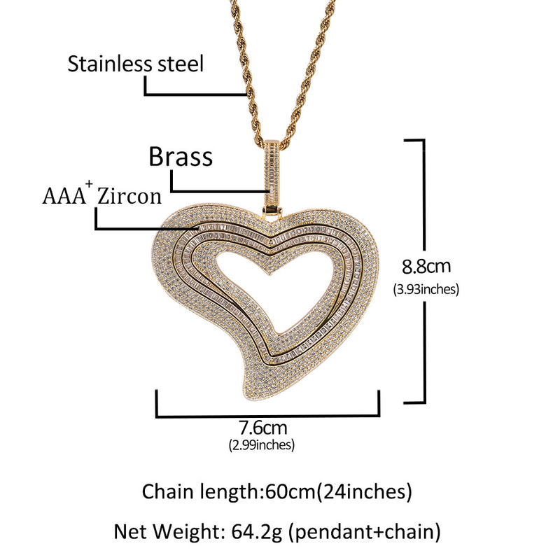 Jewelry ins Bronze Zircon Large Heart Necklace Spectrum St. Valentine's