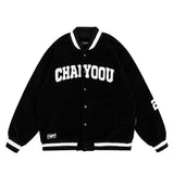 Men Cotton Padded Jacket Coat Winter Loose Letter Embroidery Cotton Casual Long-Sleeved Jacket Baseball Uniform