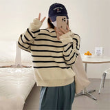 Women's Pullover Sweater Striped Loose Sweater
