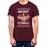 Merry Fitmas Christmas Gym Sport T-shirt For Funny Christmas