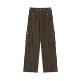 Men Jeans Vintage Multi-Pocket Workwear Jeans Solid Color