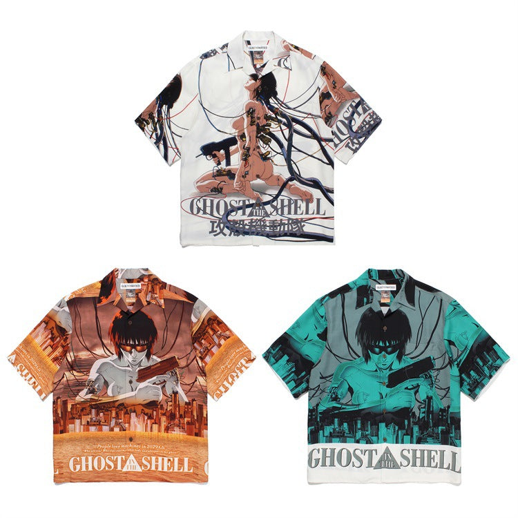 GUILTYPARTIES TIGER Shirts Ghost in the Shell joint print, short-sleeved shirt