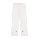 Men Jeans Stitching Casual All-Match Loose Buttons