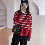 Women Knitted Cardigan Striped Knitted Cardigan Loose Sweater