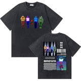 Washed Vintage Rapper Chris Brown 11:11 Tour Print T Shirt