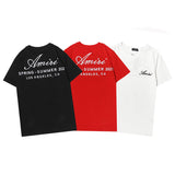 Amiri T Shirt Embroidery Lettered Casual Hip Hop Short Sleeve T-shirt Men