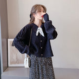 Women Knitted Cardigan Retro Small Sweater
