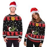 Black Christmas Sweater Christmas Print Couple Outfit Casual Pullover