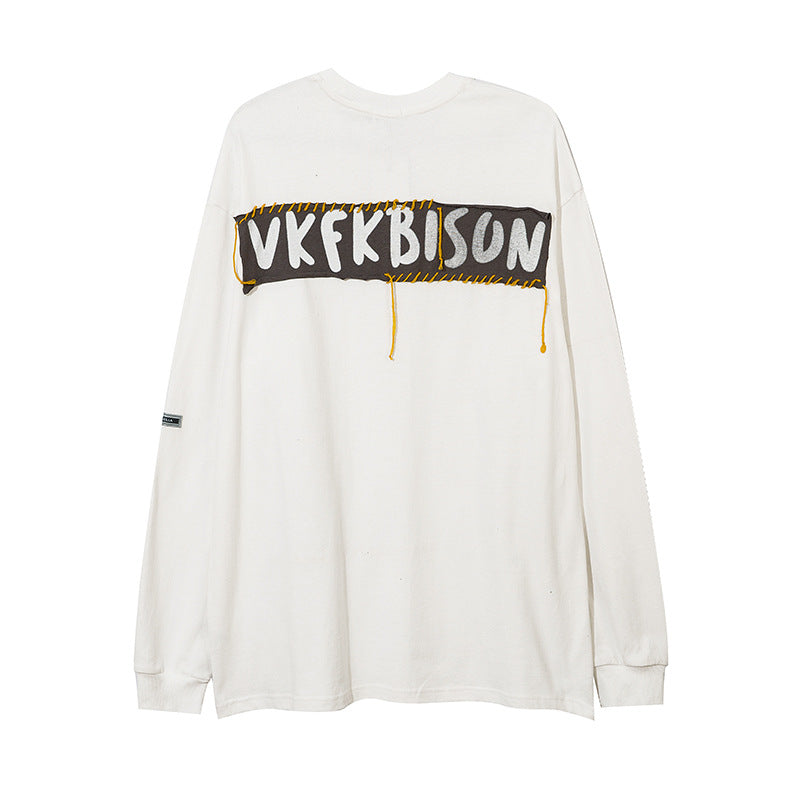 Men Long Sleeve T-shirt Portrait Printing Casual Loose
