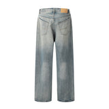 Men Jeans Bright White Loose Casual Distressed
