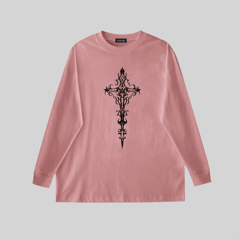 Amiri Sweatshirt AMI pattern print crew neck long sleeve men and women