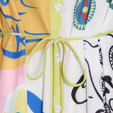 Bohemian Dress Fashion Lantern Sleeve Lace-up Dress