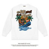 Unisex Long Sleeve Shirt Hand Painted Black Kids Print
