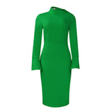 Women Dress Fall/Winter Diagonal Collar Women's Clothing