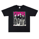 Rock Star T Shirt Punk Rock the Stooges Puppet Band Washed Distressed T-shirt Cotton Short Sleeve