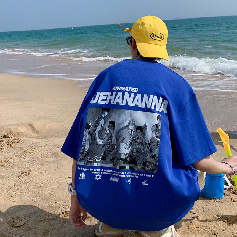 Men T Shirt Anime Print Summer Loose