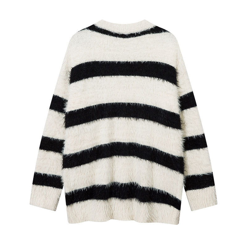 Women Sweater Striped Knitted Cardigan Idle Style