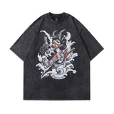 Men T-Shirt Cartoon Distressed Oversize Versatile