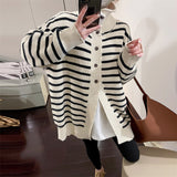 Women Knitted Cardigan Striped Knitted Cardigan Sweater
