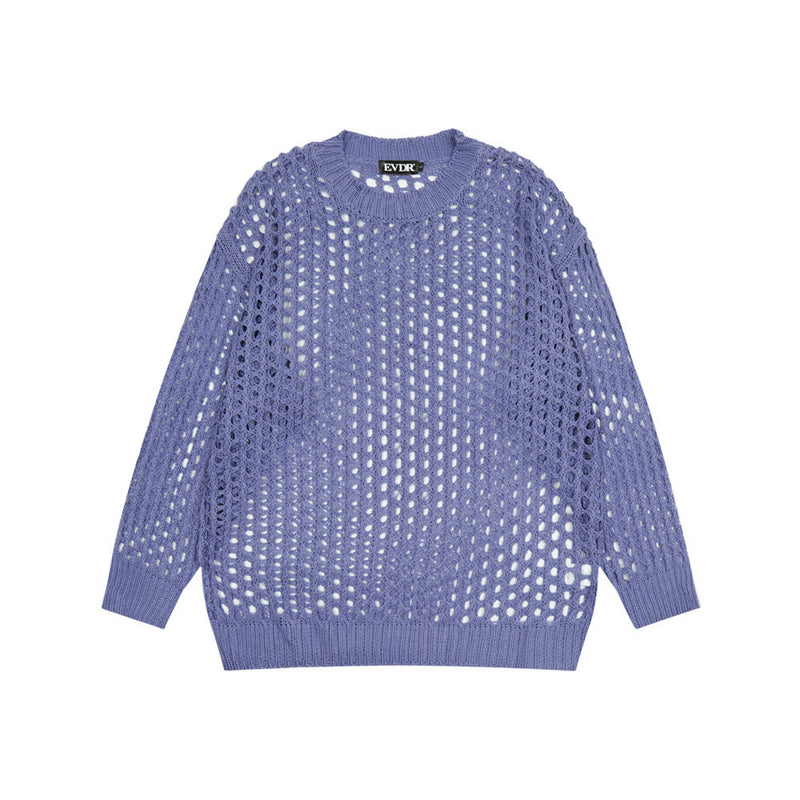 Men Sweater Fashion Special-Interest Mesh Personalized Knitted Sweater