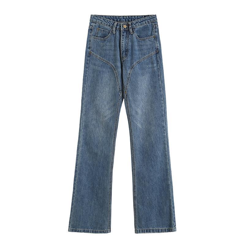 Women Jeans Stitching Bell-Bottom Pants Retro