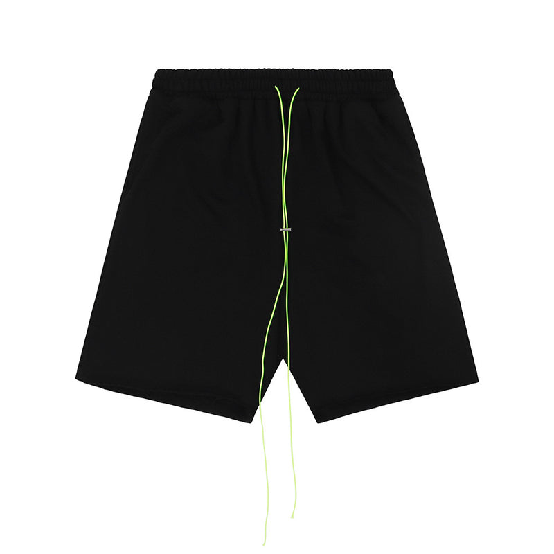 Men Shorts Summer Solid Color Leisure Loose Drawstring Sports