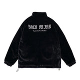Men Cotton Padded Jacket Coat Letter Embroidered Cotton Jacket Men Winter Thickening Stand Collar Baggy Coat