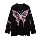 Men Sweater Idle Style Butterfly Jacquard Crew Neck Sweater