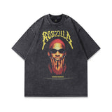 Men T-Shirt T Ghost Print Distressed Retro