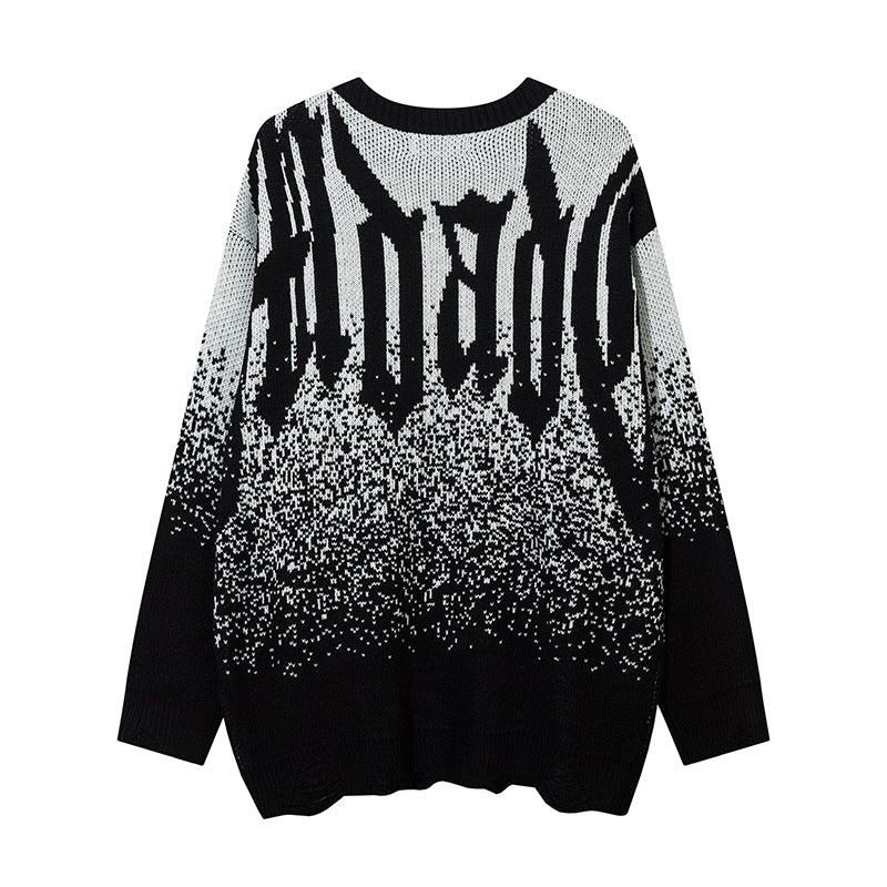 Men Sweater Gradient Jacquard Sweater Loose