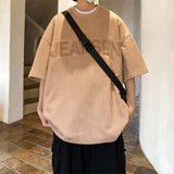 Men T Shirt Suede Summer Heavy All-Match Retro