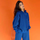 Women Co-Ords Winter Street Klein Blue Hooded Sweater Set