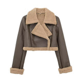 Women Cotton Coat French Casual Double-Sided Jacket