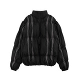 Men Cotton Mixed Jacket Coat Stitching Contrast Color Striped Bread Coat Men's Winter Cotton Dress Loose Zip Coat