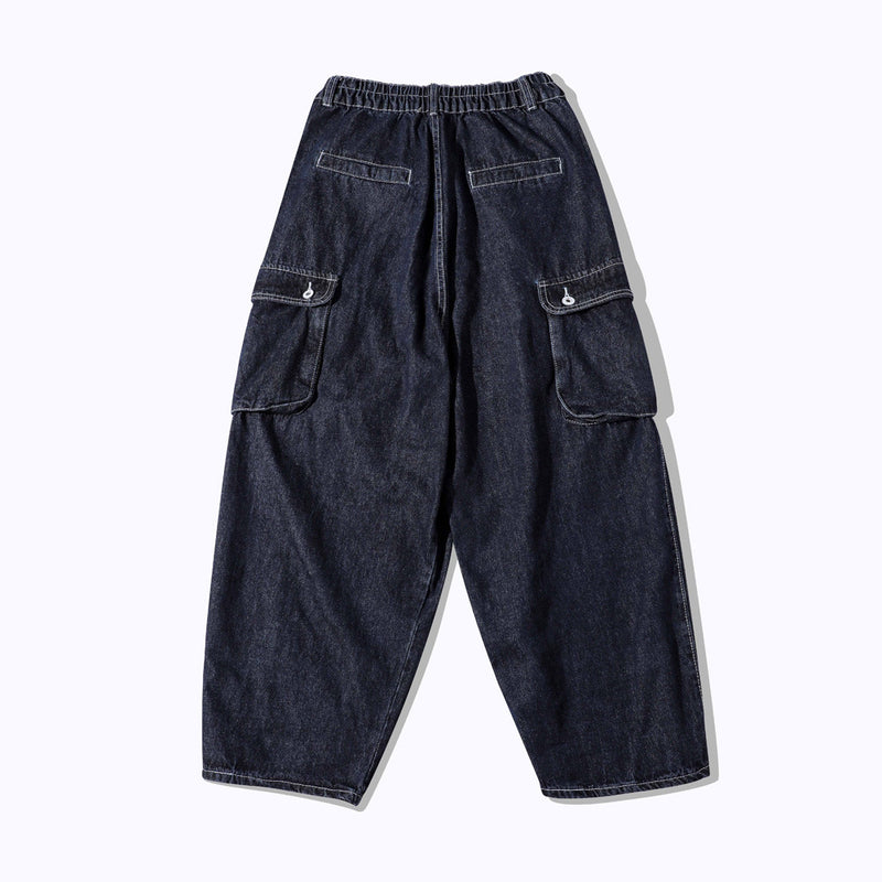 Men Jeans Multi-Pocket Loose Casual Wide